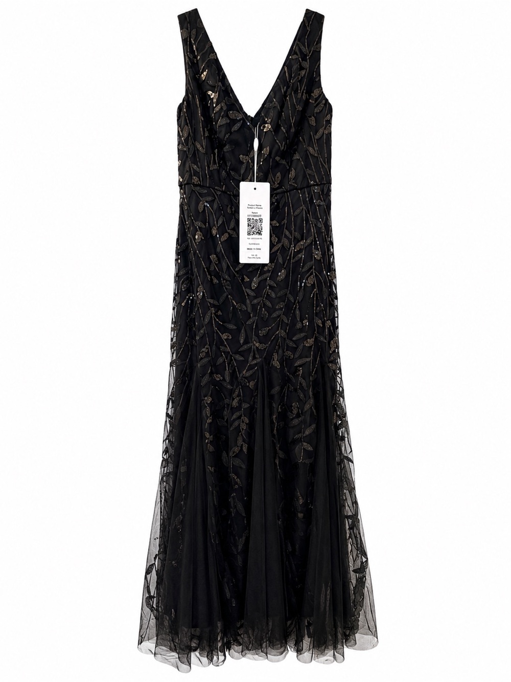 Ever Pretty Black Maxi Dress with Gold Leaf Embroidered Overlay